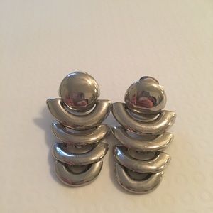 Metal large vintage clip on earrings